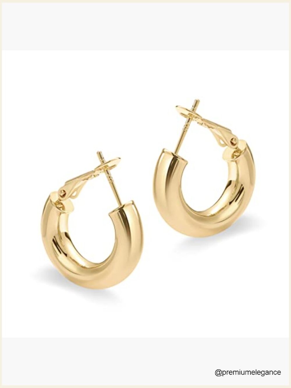 Chunky Gold Hoop Earrings - Thick Huggies for Women - Lightweight - Picture 3 of 6
